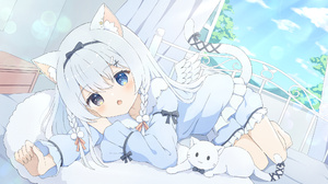 Cat Girl Original Characters Anime Girls Heterochromia Cat Ears Cat Tail Lying On Front Braids Braid 2048x1152 Wallpaper