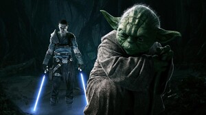Star Wars Star Wars The Force Unleashed Starkiller Yoda Galen Marek 2560x1440 Wallpaper