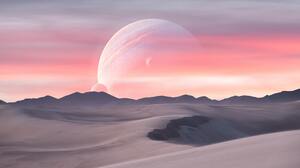 Digital Digital Art Artwork Illustration Desert Sand Nature Planet Space Sky Clouds Jupiter 3840x2160 Wallpaper