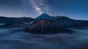 Nightscape Landscape Volcano Photography Nature Mountains Stars Mount Bromo Indonesia Mist 3000x2400 Wallpaper