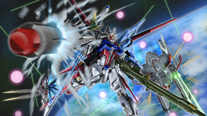 Anime Mechs Super Robot Taisen Freedom Gundam Perfect Strike Gundam Gundam Mobile Suit Gundam SEED A 3310x1940 Wallpaper