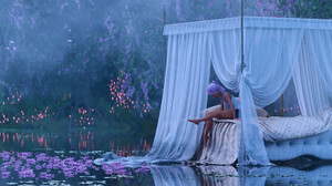 Michael Johnson Artwork Digital Art Women Bed Fantasy Art Fantasy Girl Sitting Reflection Water 1920x1080 Wallpaper