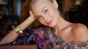 Ukrainian Blonde Women Model Women Indoors Face Portrait Bare Shoulders Blue Eyes Bokeh Juicy Lips L 6048x4032 Wallpaper