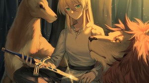 Fate Series FGO Fate Zero Fate Stay Night Long Hair Blond Hair Anime Girls Women With Swords Ahoge D 3508x2953 Wallpaper