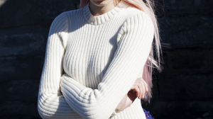 Fernanda Ly Women Model Asian Pink Hair Long Hair Sweater Women Outdoors Shadow Sunlight 2083x3000 Wallpaper