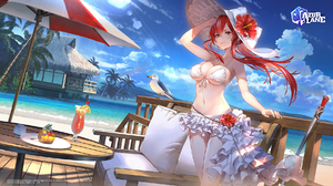 Anime Anime Girls Azur Lane Monarch Azur Lane Redhead Hat Sea Beach Sky Clouds 1800x1012 Wallpaper