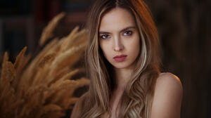 Maxim Maximov Women Victoria Lukina Blonde Long Hair Makeup Brown Eyes Looking At Viewer Depth Of Fi 2048x1489 Wallpaper
