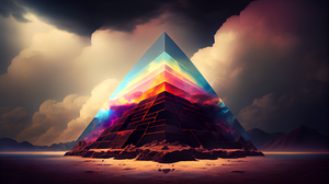 Pyramid Colorful Clouds Spectrum Desert Landscape Overcast Ai Art Midjourney 2688x1536 Wallpaper