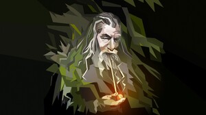 Low Poly Pipes Wizard The Lord Of The Rings Fantasy Art Artwork Smoking 2560x1600 Wallpaper