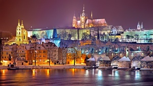 City Czech Republic Night River 2200x1309 Wallpaper