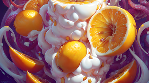 Ai Art Fruit Cream Orange Fruit Ice Cream Food 3648x2048 Wallpaper