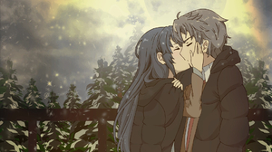 Anime Girls Anime Boys Couple Kissing Seishun Buta Yar Wa Bunny Girl Senpai No Yume Wo Minai Snow Co 1920x1080 Wallpaper