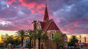 Architecture Church Cloud Evening Namibia Palm Tree Sunset 2000x1335 Wallpaper