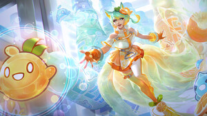Tina Wei Drawing Women Ahri League Of Legends Orange Clothing Colorful League Of Legends Fox Girl Fo 1920x886 wallpaper