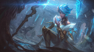 Chace Drawing Irelia League Of Legends Blue Hair Ice Women Video Games League Of Legends Video Game  1920x1080 Wallpaper