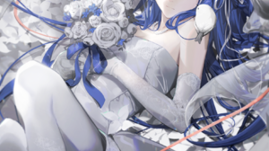 Anime Anime Girls Chi4 Artwork Blue Hair Blue Eyes Dress 1659x2250 wallpaper