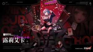 MBCC Anime Girls Cards Coins Blue Hair Red Eyes 3000x1688 Wallpaper