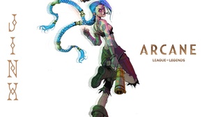Arcane Jinx League Of Legends League Of Legends Women TV Series Blue Eyes Blue Hair Braids 2820x1812 Wallpaper