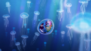 Raccoons Underwater Jellyfish Bubble Jeoffrey Magellan Tevy Dubray Anthro Floating 3840x2160 wallpaper