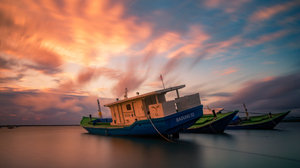 Sea Boat Nature Clouds Sky Water Sunset Sunset Glow 2560x1661 Wallpaper