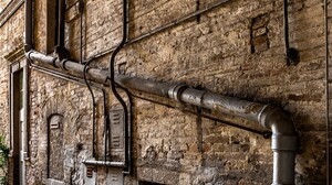 Old Metal Rust Building Pipes Wall Beige 2880x1780 Wallpaper