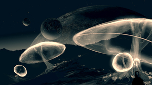 JoeyJazz Dark Mushroom Science Fiction Space Art 2560x1440 Wallpaper
