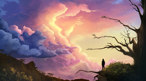 Digital Art Sunset Nature Sky Colorful Sunrise Clouds 3441x2475 Wallpaper
