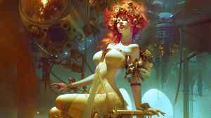 Ai Art Women Science Fiction Illustration Redhead Head Tilt 3854x2160 Wallpaper