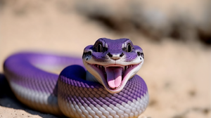 Ai Art Snake Purple Happy Animals Tongues 3060x2048 Wallpaper