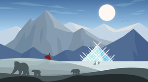 Flatdesign Landscape Superman Fortress Of Solitude Minimalism Polar Bears Mountains Superhero 3200x2000 Wallpaper