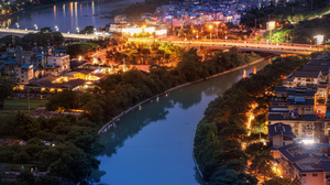 Cityscape 4K Building Water Night Lights Bridge Guilin China City 3840x2160 Wallpaper