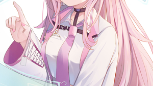 2D Anime Anime Girls Digital Art Digital Purple Eyes Pink Hair White Jacket White Background Looking 1400x2225 Wallpaper
