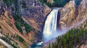 Cliff Landscape Nature River Rock Water Waterfall Yellowstone 3840x2400 Wallpaper