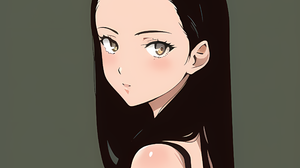Novel Ai Anime Girls Simple Background Minimalism Black Hair 2560x2560 Wallpaper