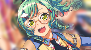 BanG Dream Yellow Eyes Anime Anime Girls Glasses Guitar Green Hair 1080x1920 Wallpaper