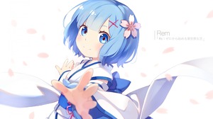 Anime Anime Girls Aqua Hair Flower In Hair Flowers Blue Eyes Simple Background White Background Smil 2560x1600 Wallpaper