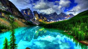 Earth Moraine Lake Banff National Park Canada Lake Mountain Turquoise Tree Forest Cloud Reflection 1920x1200 Wallpaper