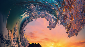 Ai Art Vertical Portrait Display Colorful Waves Sunset Water Sunset Glow Nature 1920x3328 Wallpaper