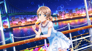 Watanabe You Love Live Love Live Sunshine Anime Anime Girls Bridge Champagne Glass Smiling Looking A 4096x2520 Wallpaper