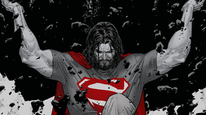 Superman DC Comics Comic Art Comics Monochrome Comic Character Man Of Steel Beard Muscles Closed Eye 1920x1080 Wallpaper