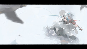 Xiao Hei Ya Violin Anime Girls Artwork Digital Art Closed Eyes Musical Instrument 7680x4320 Wallpaper