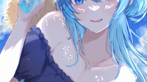 Anime Anime Girls Hololive Hoshimachi Suisei Long Hair Blue Hair Artwork Digital Art Fan Art Solo Wa 1800x2800 Wallpaper
