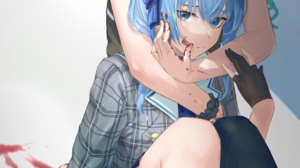 Hoshimachi Suisei Hololive Anime Girls Blue Hair Blue Eyes Looking At Viewer Hugging 2160x3840 Wallpaper