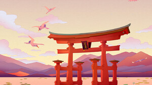 Concept Art Illustration Torii Artwork Water Colorful Birds Swan 1400x1867 Wallpaper