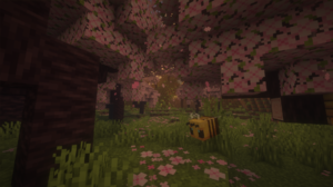 Minecraft Shaders Video Games CGi Cube Trees Bees Flowers 1920x1080 Wallpaper