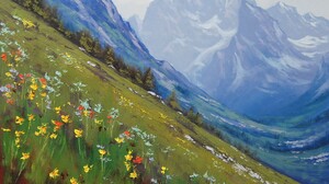 Mountain Valley Meadow Flower 2400x1350 Wallpaper