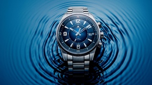 Jaeger LeCoultre Watch Technology Numbers Luxury Watches Wristwatch Water Ripples Blue Background 3840x2160 Wallpaper