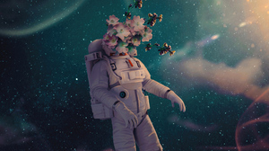 Digital Art Artwork Illustration Space Astronaut Abstract Spacesuit Flowers 1920x1200 Wallpaper