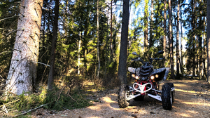 Raptor 660 Wood Vehicle ATVs Forest Path Sunlight Dappled Sunlight Outdoors 3469x2297 Wallpaper