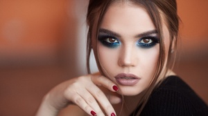 Galina Alekseeva Brunette Model Women Face Makeup Portrait 2560x1600 Wallpaper